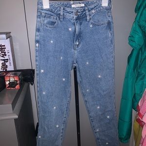 Pacsun Blue Mom Jeans with Embroidered Daisies